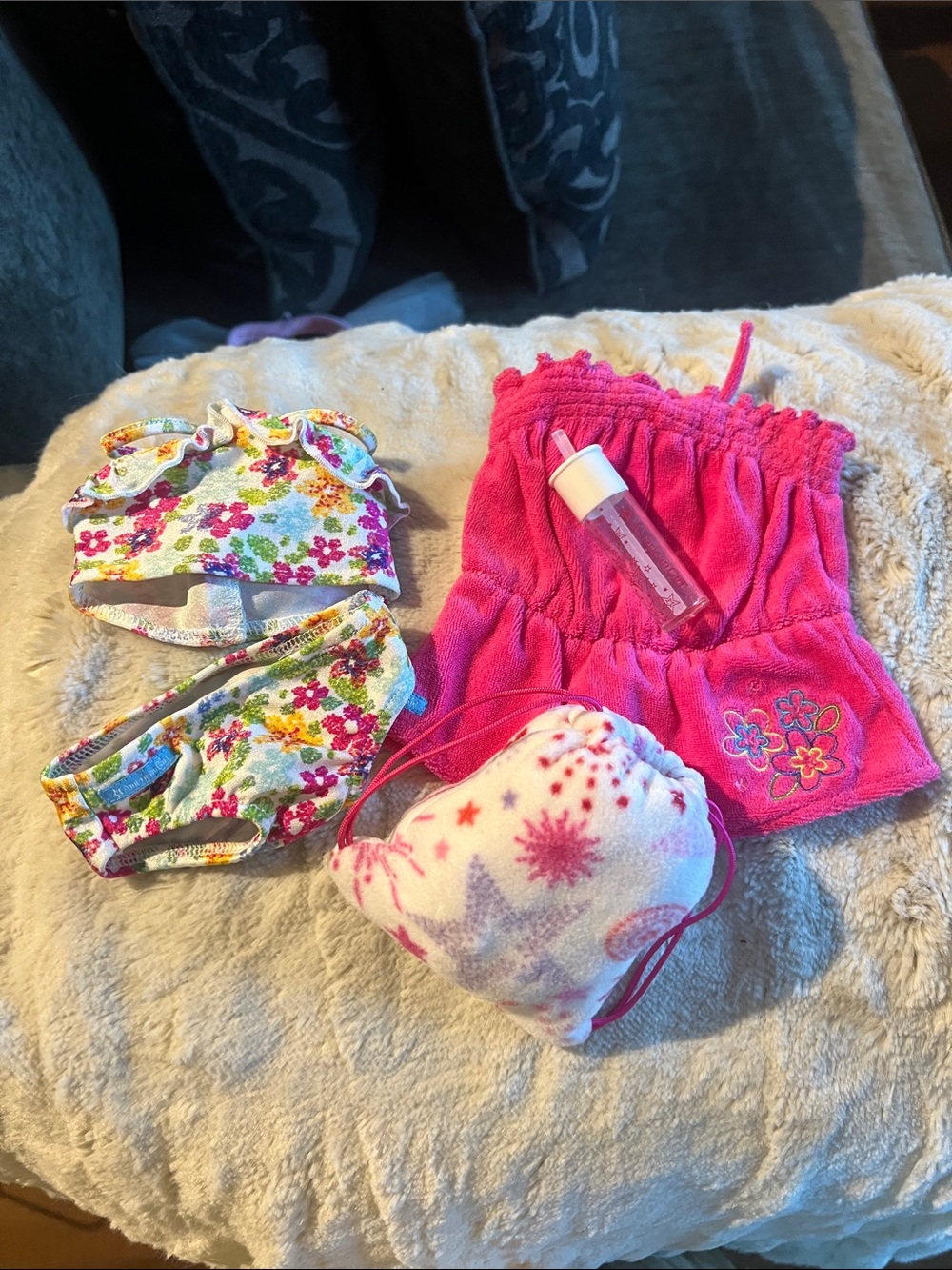 American Girl Doll swimsuit, water bottle, cover-up and bag / towel combo